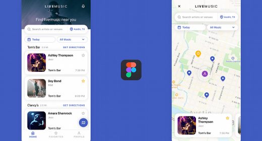 Free music events iOS Figma App Design