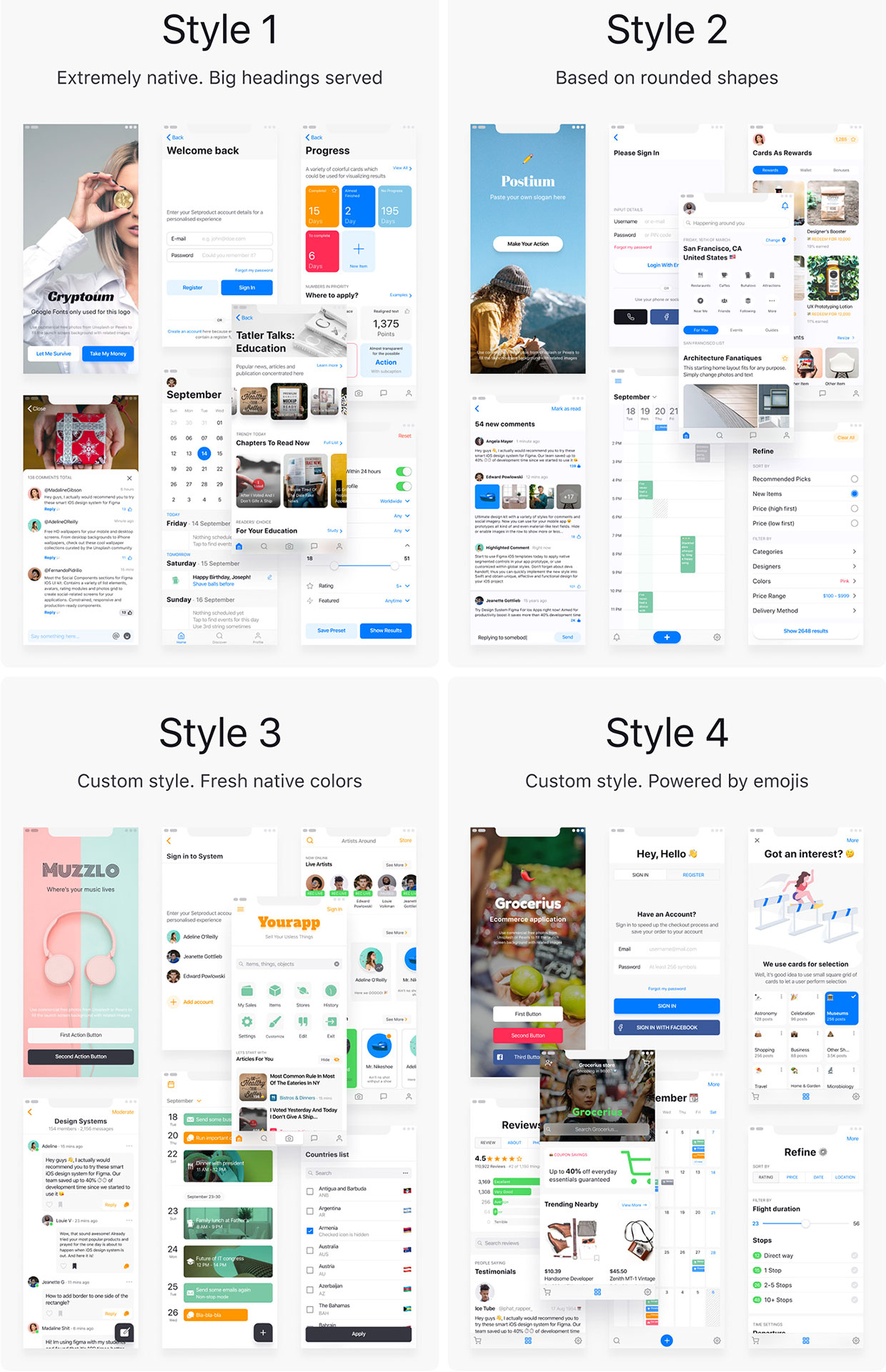 iOS 12 Figma Templates Library Styles