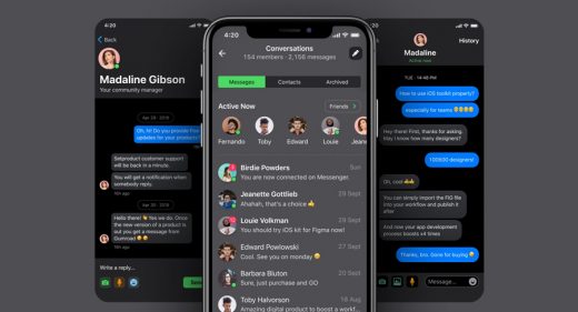 iOS Messages template - Dark UI